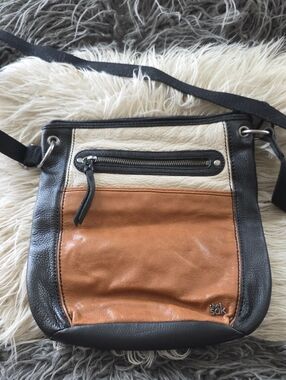 The Sak Tri-Panel Leather Crossbody - Black, Tan, Cream